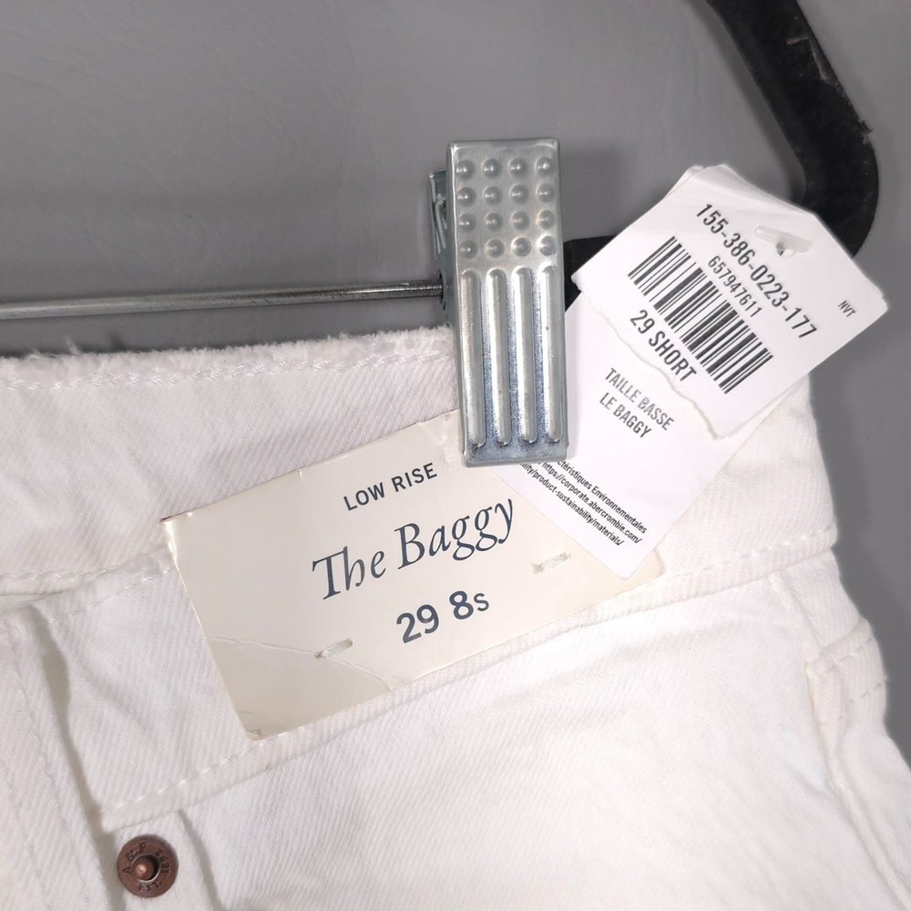 ABERCROMBIE & FITCH New Women's Jeans Baggy Low Rise Distressed 29 8s White - Picture 15 of 16